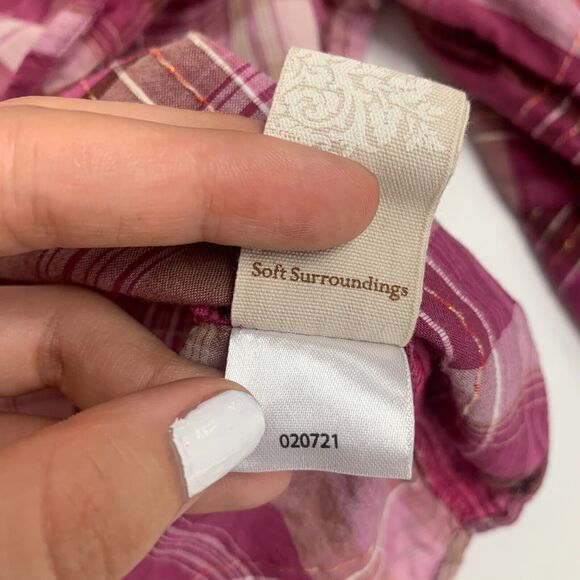 Soft Surroundings Arietta Shirt Women PM Petite Medium Hidden Button Half Sleeve - Picture 8 of 13